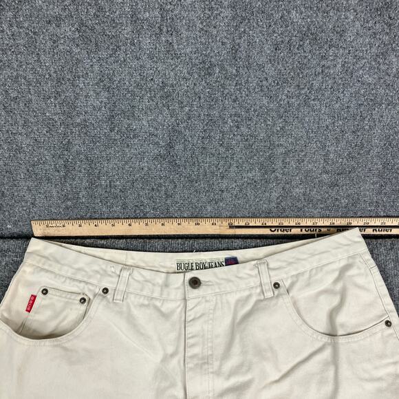 Bugle Boy Shorts Mens Size 42 White Denim 90s Vintage Casual Jean Cutoff Style - Picture 5 of 10